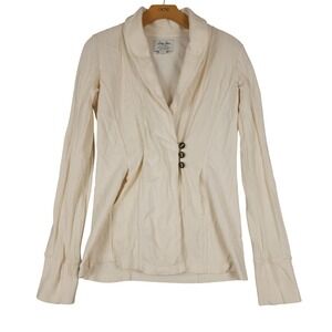 Lucky Lotus California Knitwear Cream Ribbed Shawl Collar Cardigan Jacket S